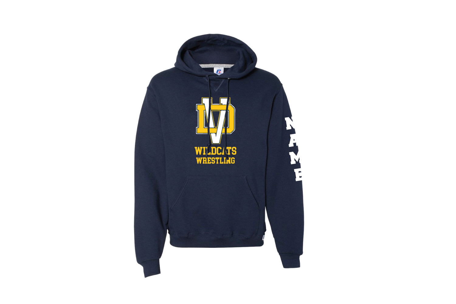 Del Val Wildcats Wrestling Russell Athletic Cotton Hoodie - Navy - 5KounT