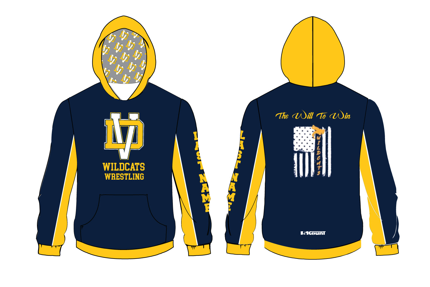 Del Val Wildcats Wrestling Sublimated Hoodie - 5KounT