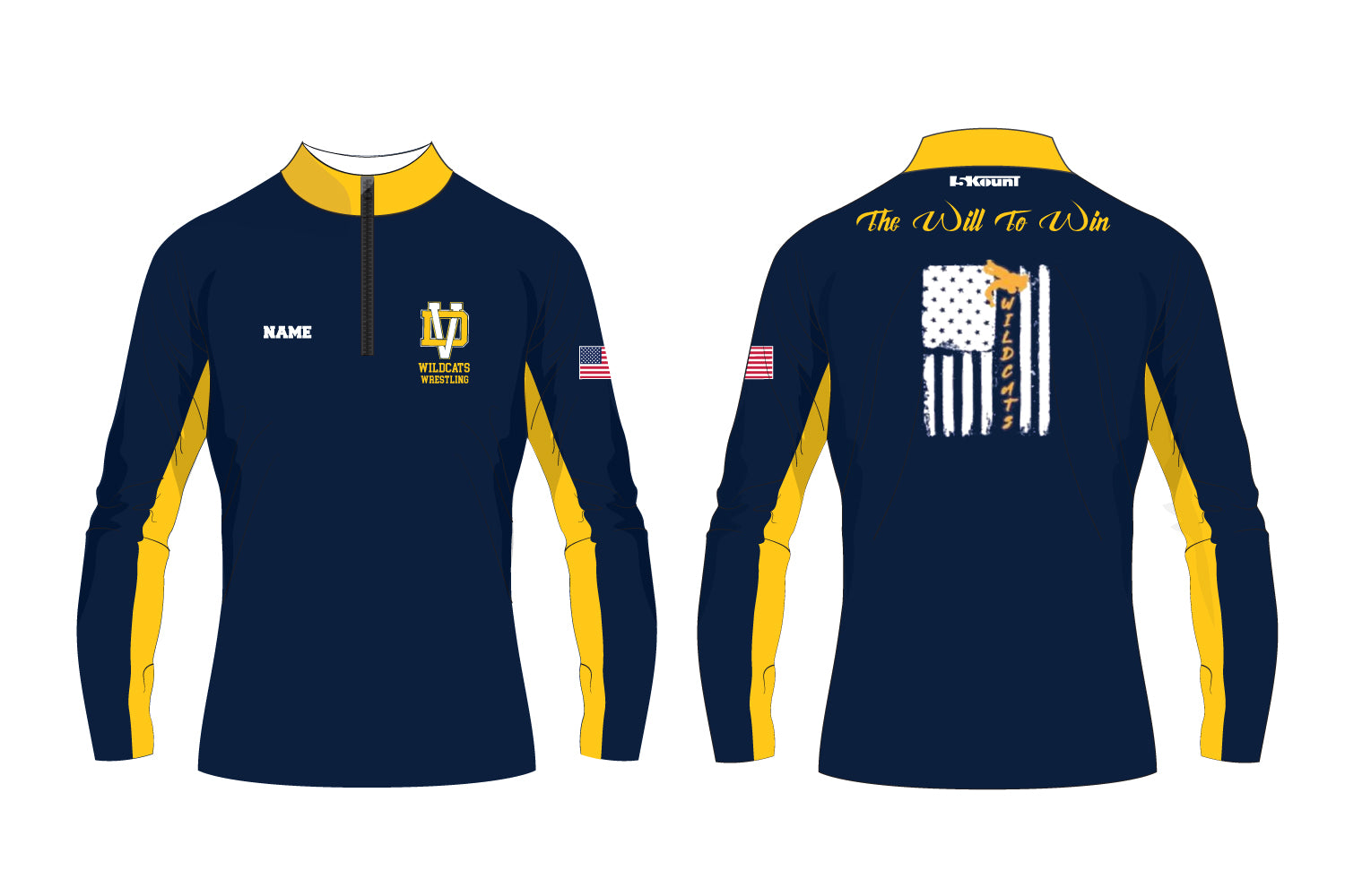 Del Val Wildcats Wrestling Sublimated Quarter Zip - 5KounT