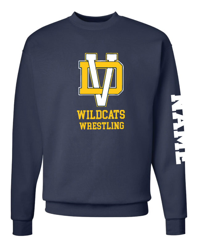 Del Val Wildcats Wrestling Crewneck Sweatshirt - Navy - 5KounT