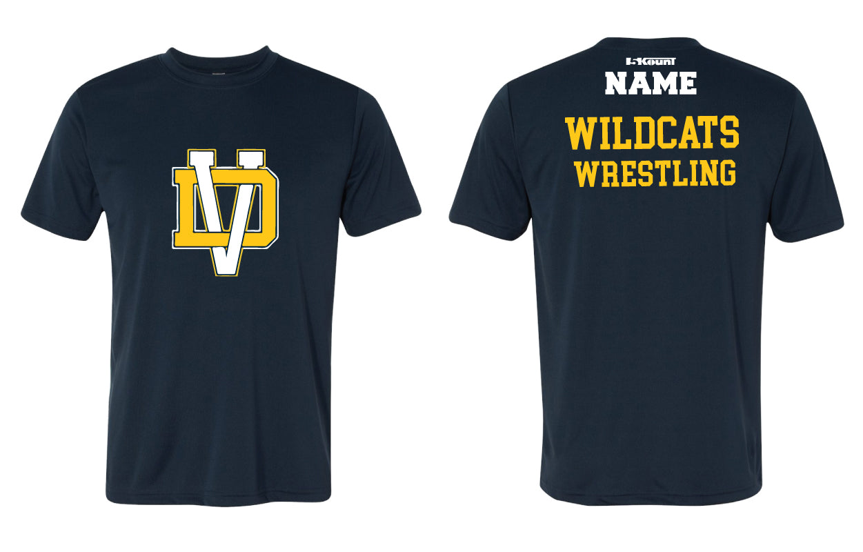 Del Val Wildcats Wrestling DryFit Performance Tee - Navy - 5KounT