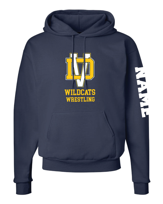 Del Val Wildcats Wrestling Cotton Hoodie - Navy - 5KounT
