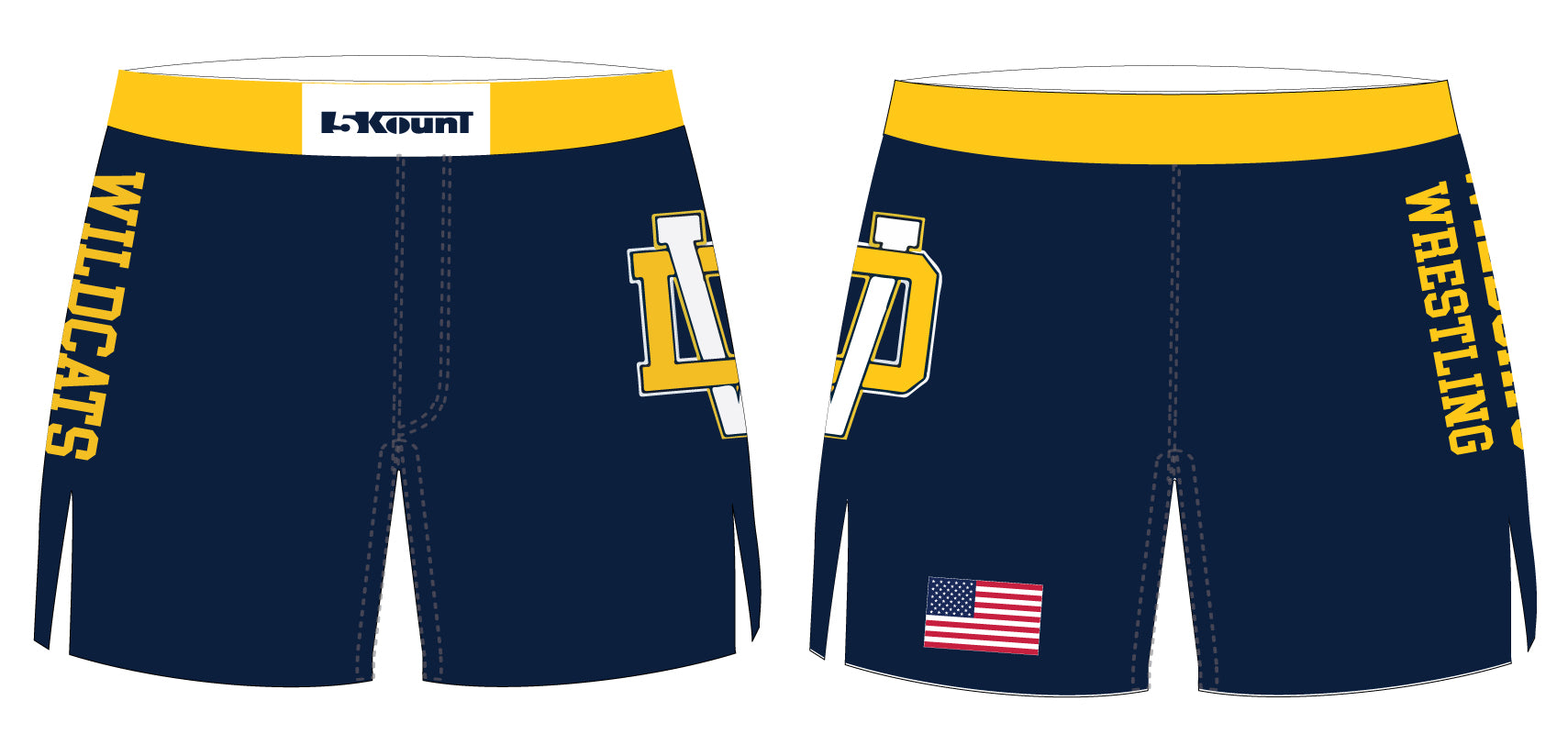 Del Val Wildcats Wrestling Sublimated Board Shorts - 5KounT