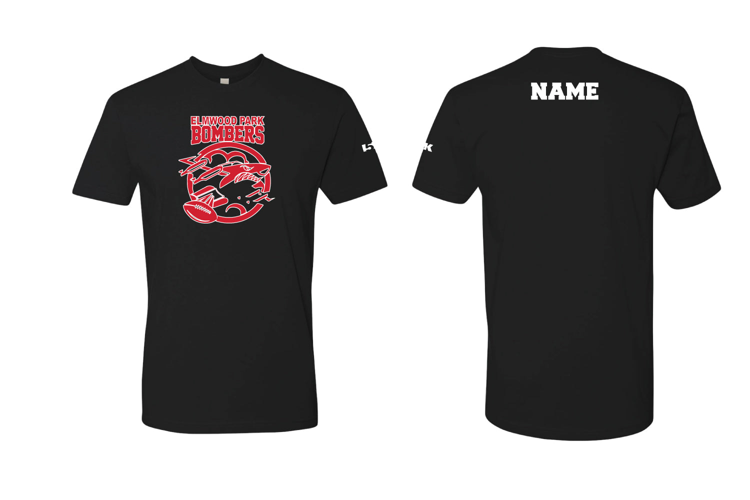 Elmwood Park Bombers Football Cotton Crew Tee - Black