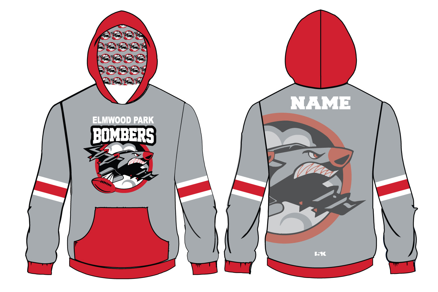 Elmwood Park Bombers Football Sublimated Hoodie