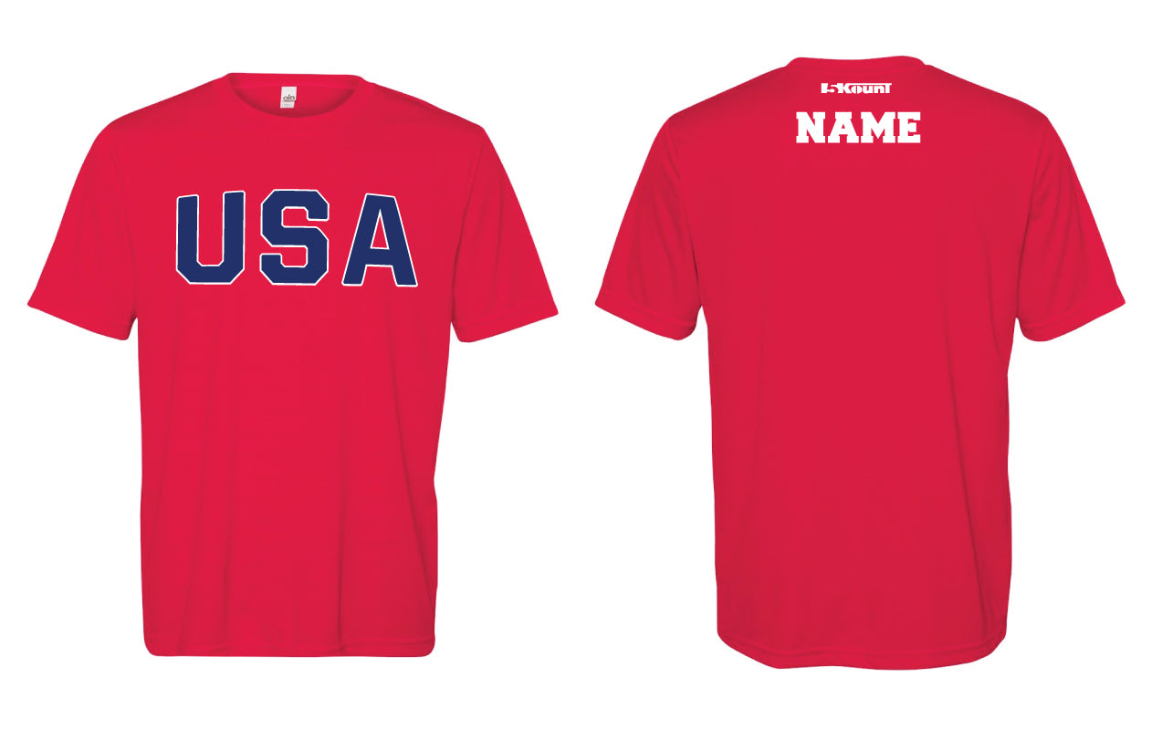 USA Freestyle Wrestling Dryfit Performance Tee - White/Red - 5KounT2018