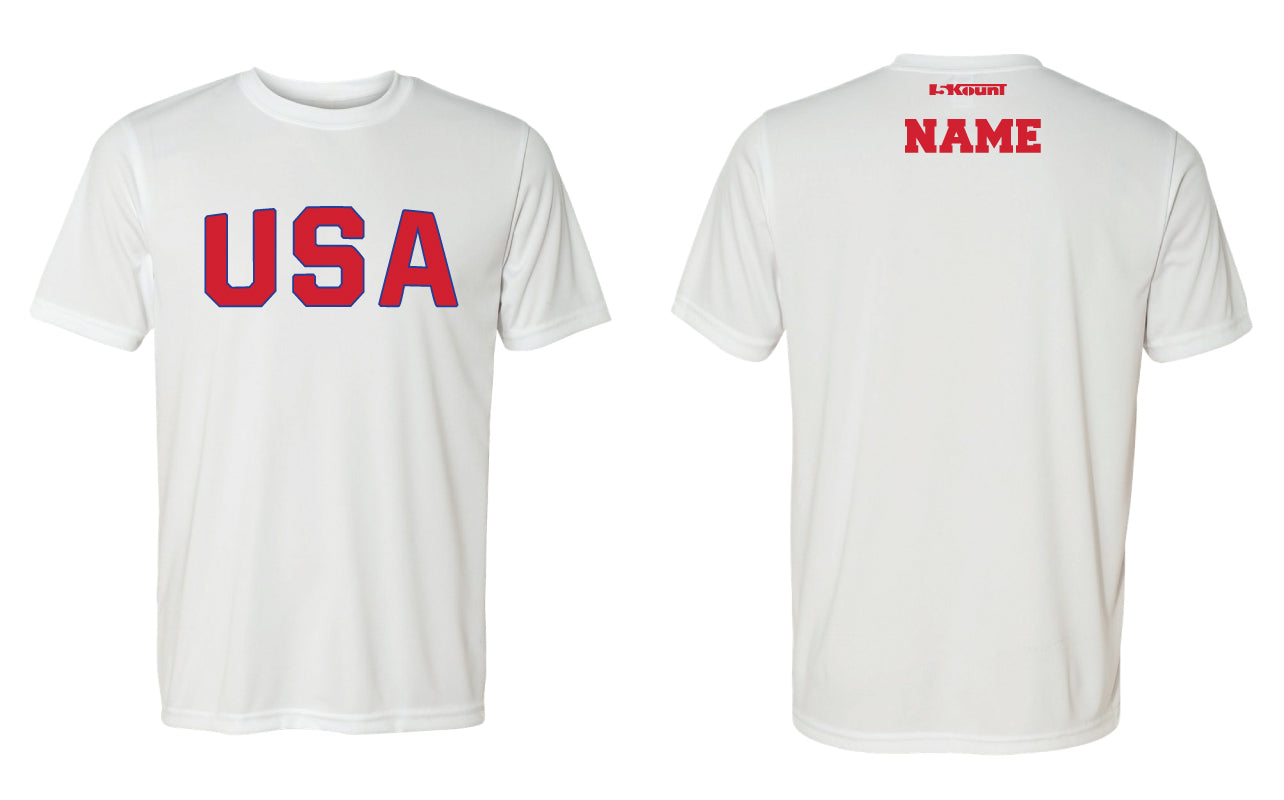 USA Freestyle Wrestling Dryfit Performance Tee - White/Red - 5KounT2018