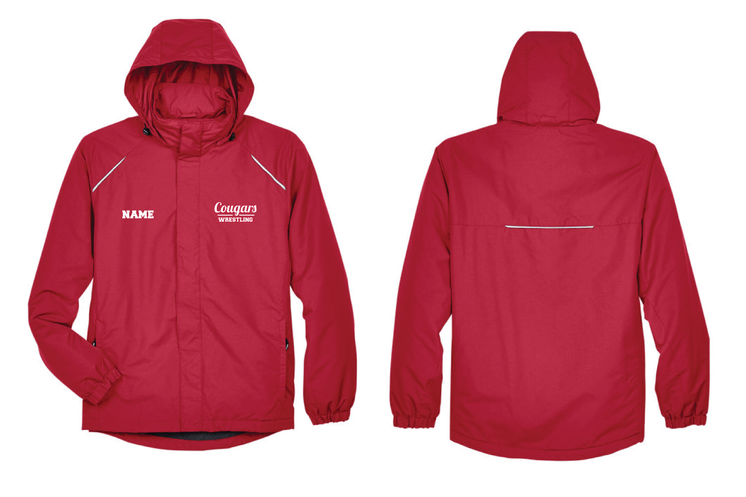 Goetz Cougars Wrestling Men's Hooded Rain Jacket  - Red