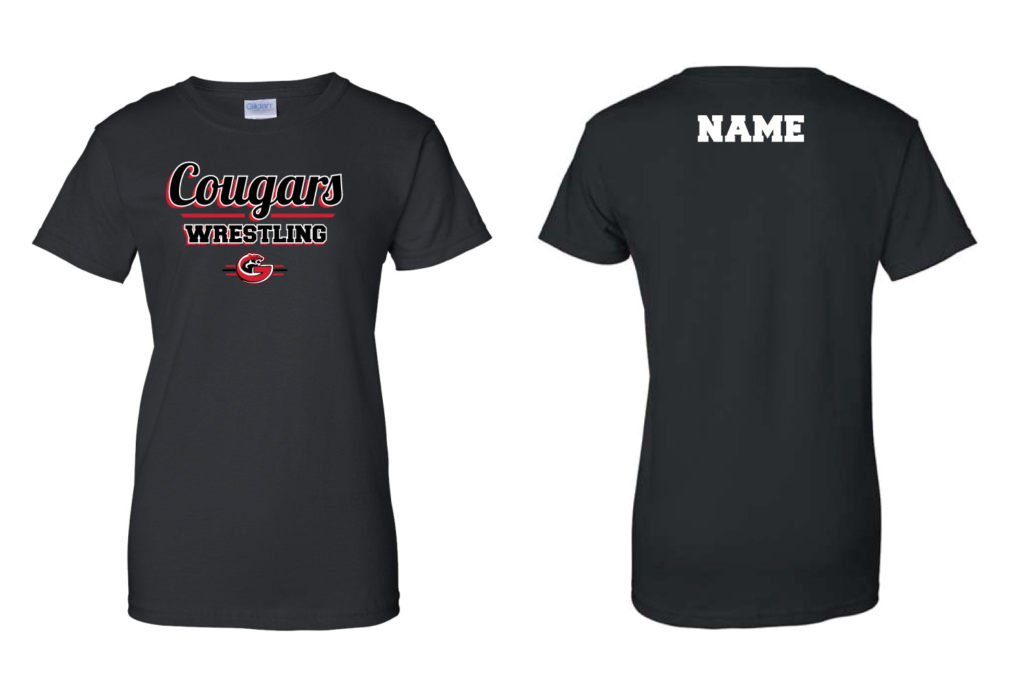 Goetz Cougars Wrestling Cotton Women's Crew Tee  -Black