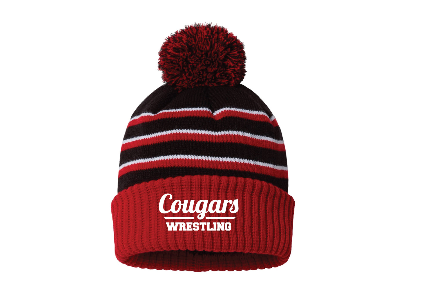 Goetz Cougars Wrestling Pom Beanie - Black/Red
