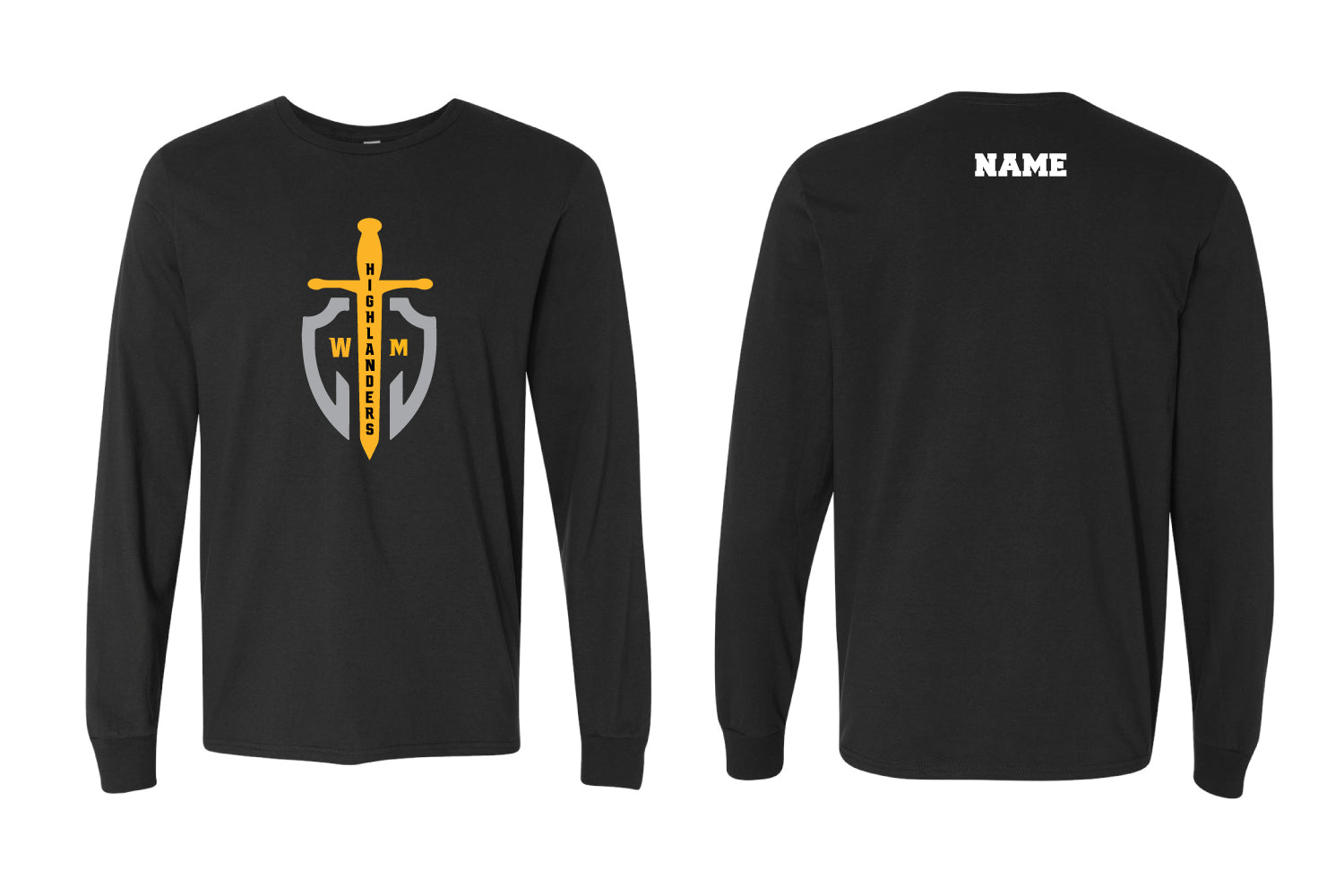 Highlanders Wrestling Club Cotton Crew Long Sleeve Tee - Black