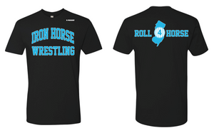 Iron Horse Wrestling Cotton Crew Tee - Black/Light Blue - 5KounT2018