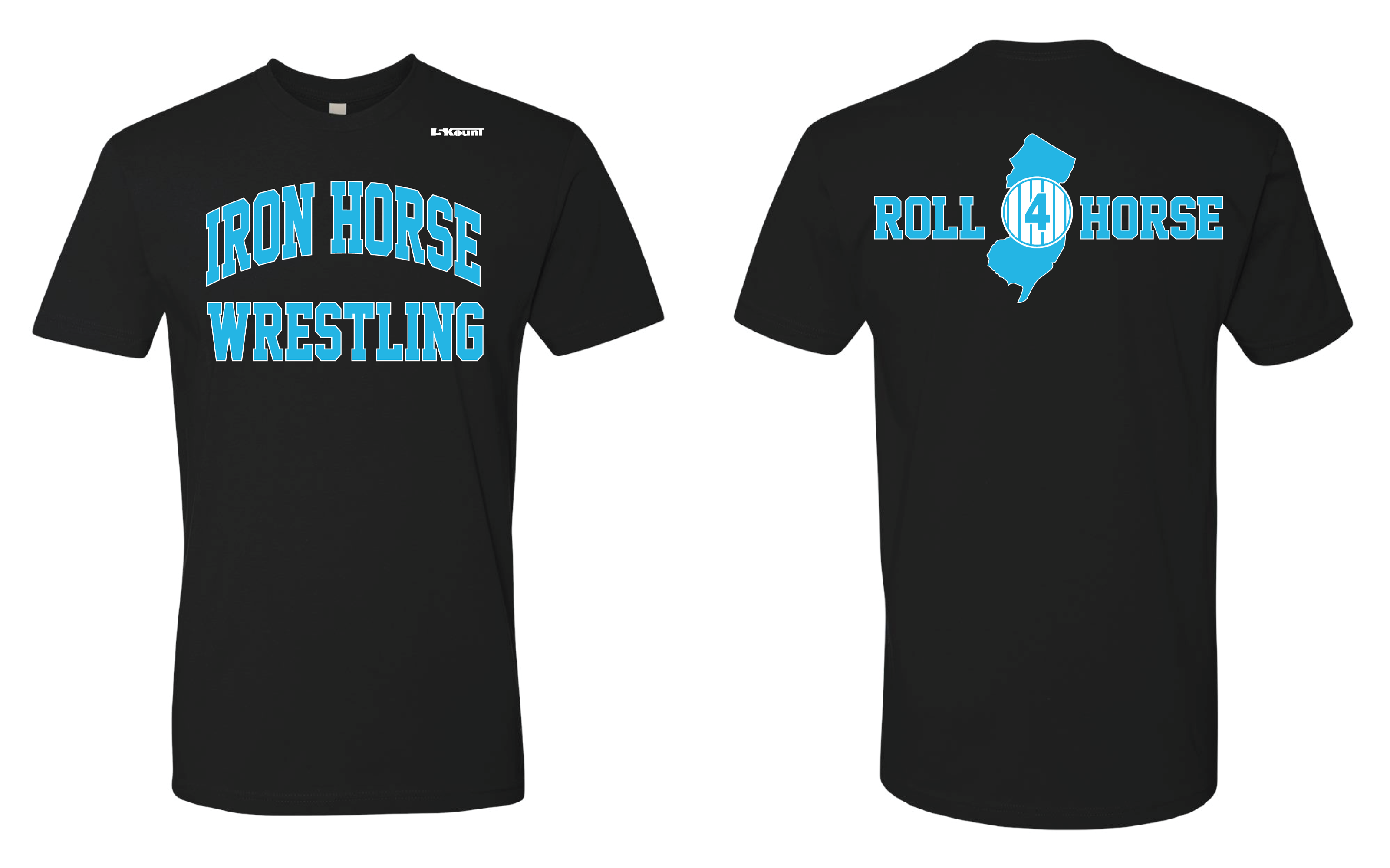 Iron Horse Wrestling Cotton Crew Tee - Black/Light Blue - 5KounT2018