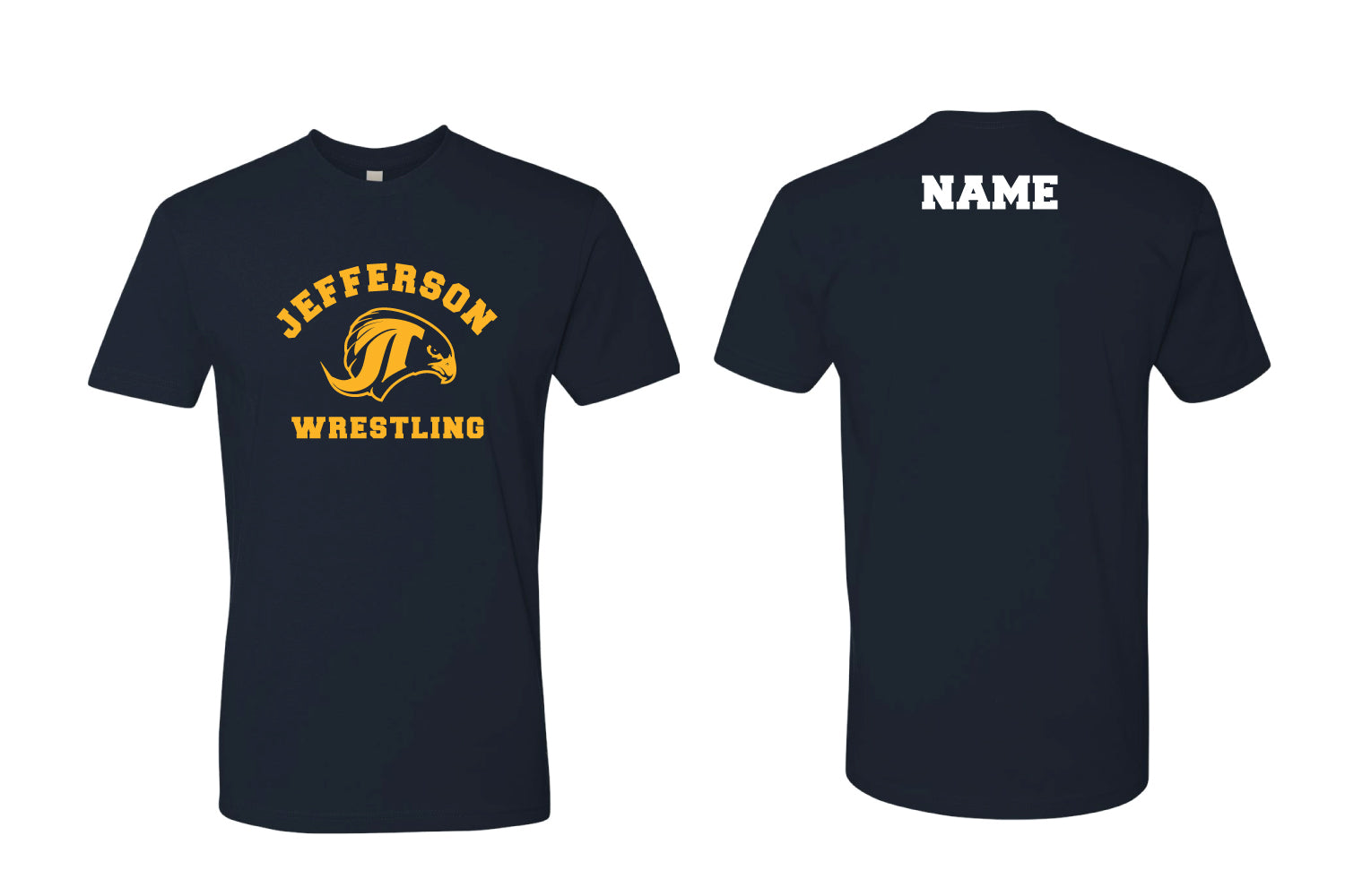 Jefferson Falcons Wrestling Cotton Crew Tee - Navy/Oxford