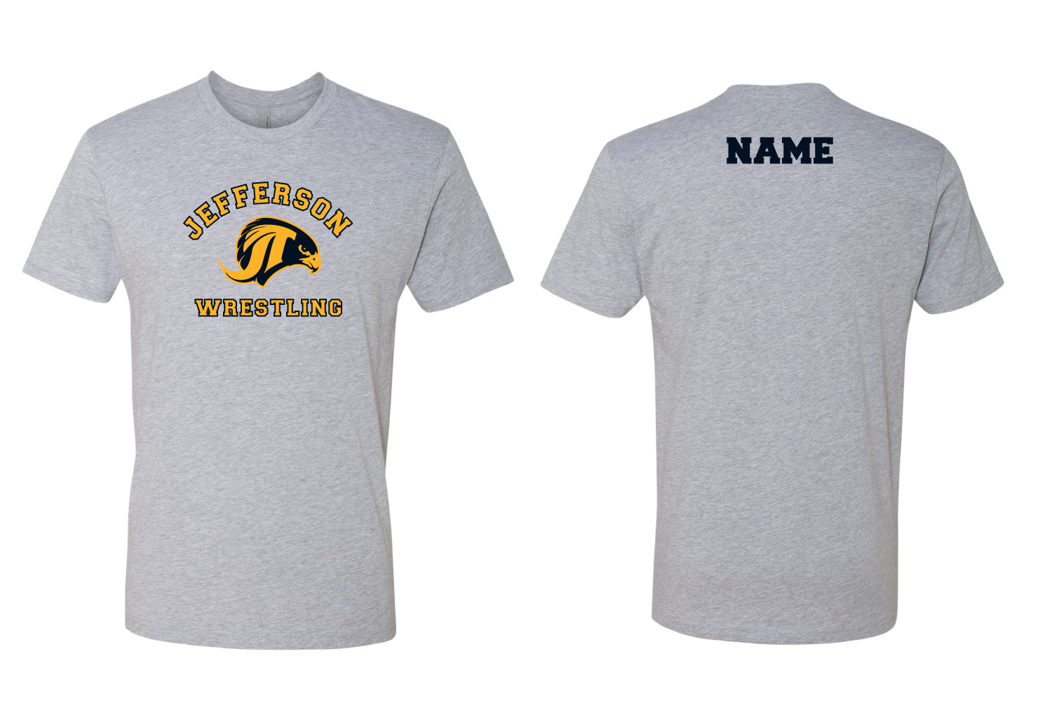 Jefferson Falcons Wrestling Cotton Crew Tee - Navy/Oxford