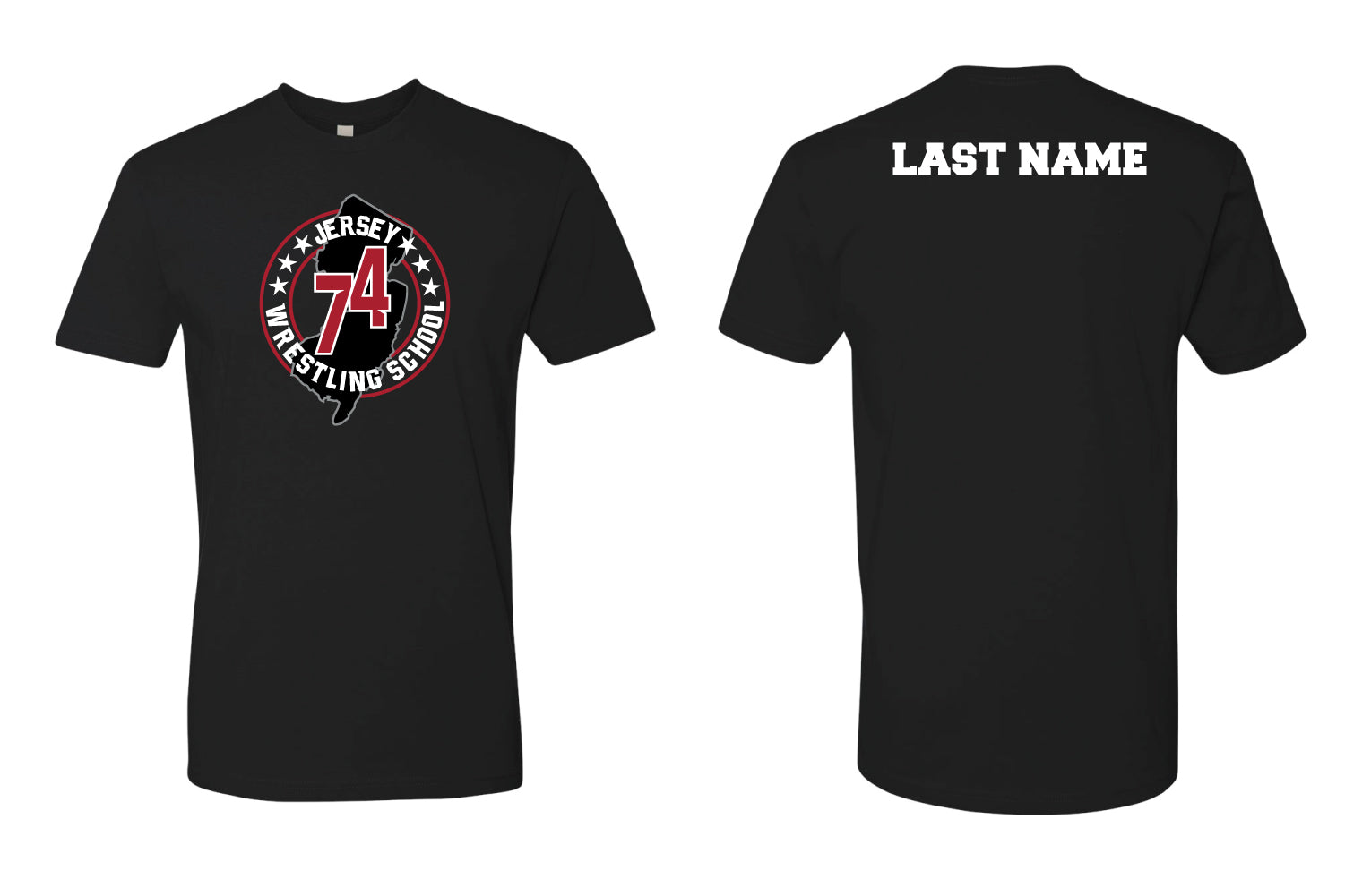 Jersey 74 Wrestling School  Cotton Crew Tee - Black - 5KounT