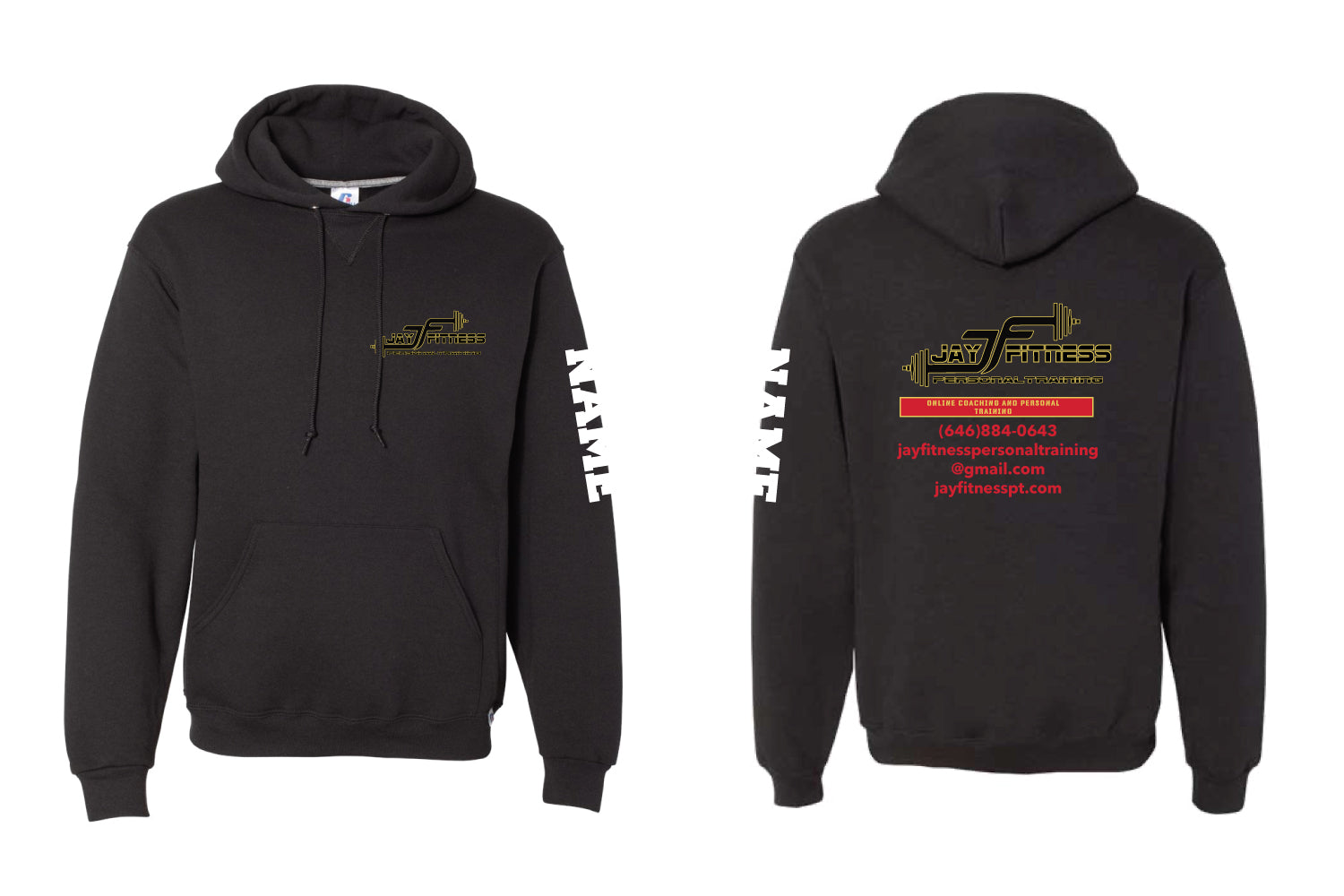 Jay Fitness Cotton Hoodie - Black - Design 1