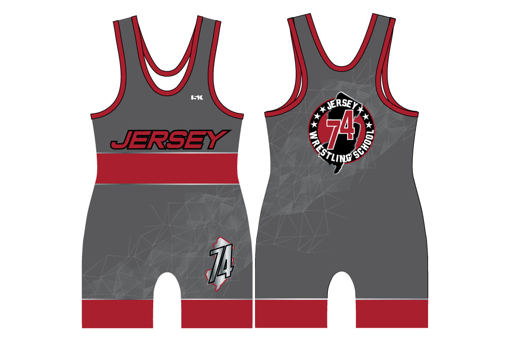 Jersey 74 Wrestling School Sublimated Men's Singlet - Gray - 5KounT