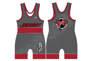 Jersey 74 Wrestling School Sublimated Men's Singlet - Gray - 5KounT