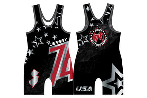 Jersey 74 Wrestling School Sublimated Men's Singlet - Elite Black - 5KounT