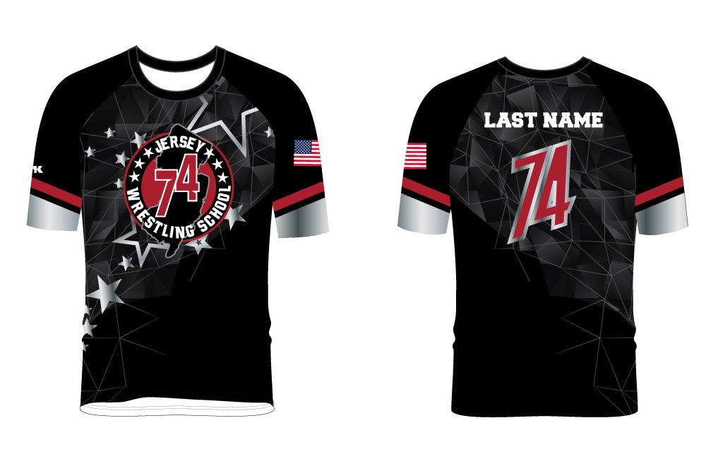 Jersey 74 Wrestling School Sublimated Fight Shirt - Black - 5KounT