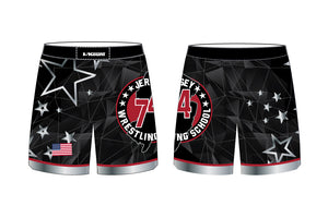 Jersey 74 Wrestling School Sublimated Fight Shorts - Black - 5KounT