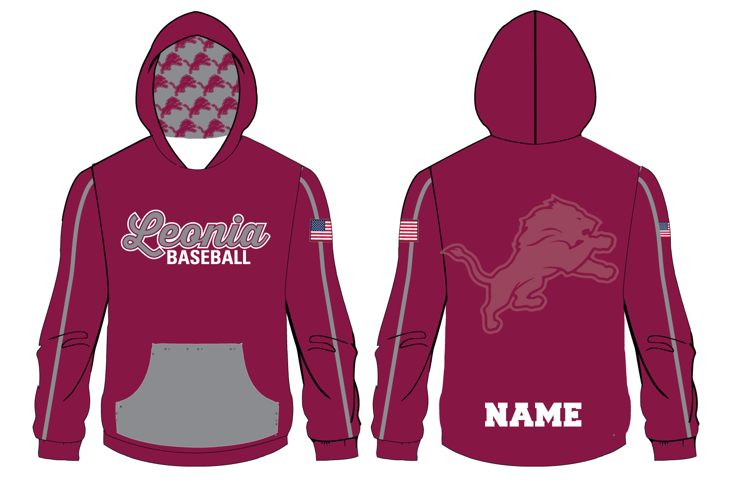Leonia Baseball Sublimated Hoodie