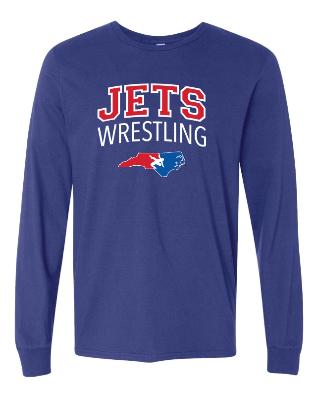 NC Jets Wrestling Long Sleeve Cotton Tee - Royal - 5KounT