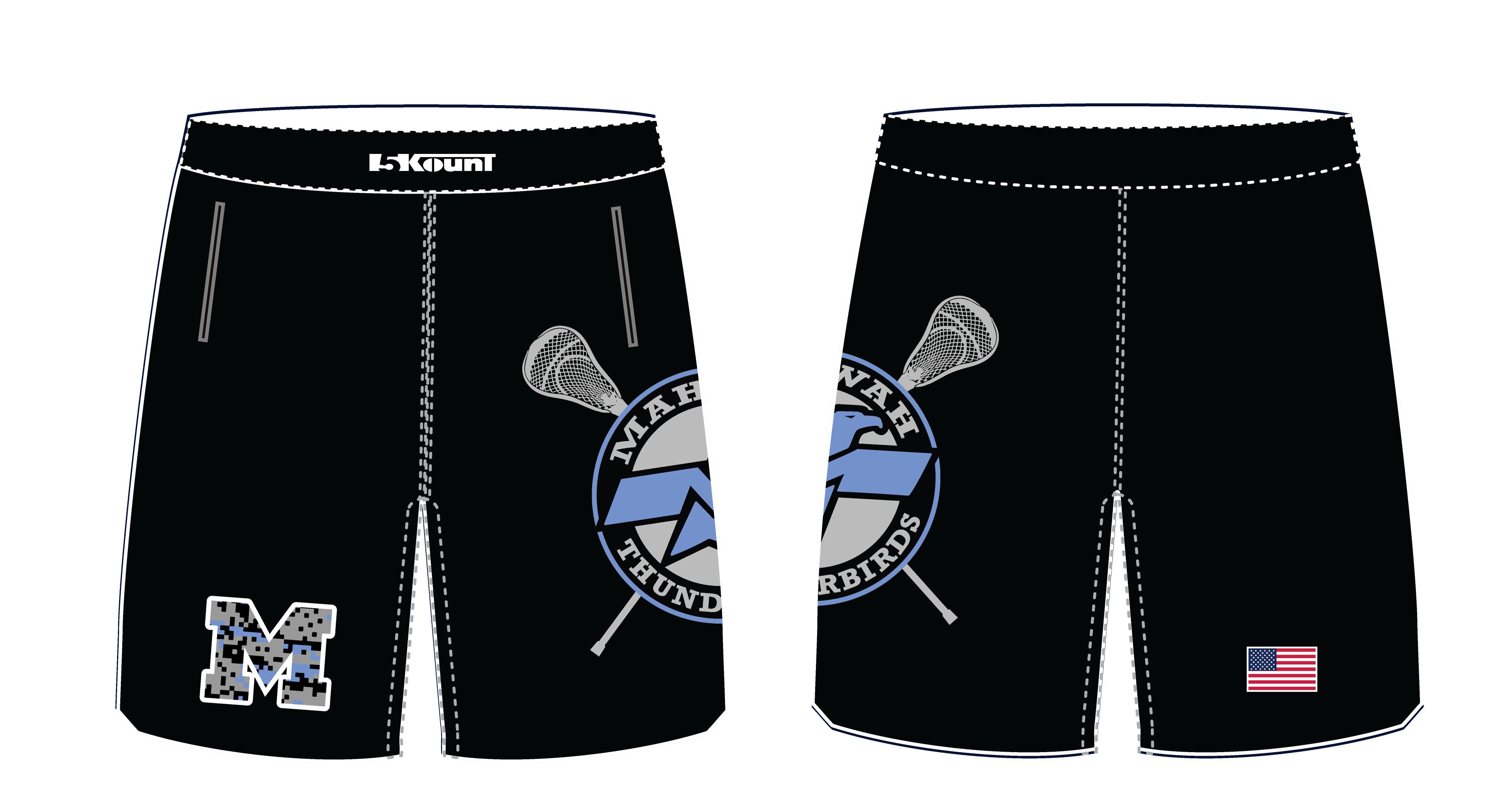 Mahwah Lacrosse Sublimated Practice Shorts - Black - 5KounT2018