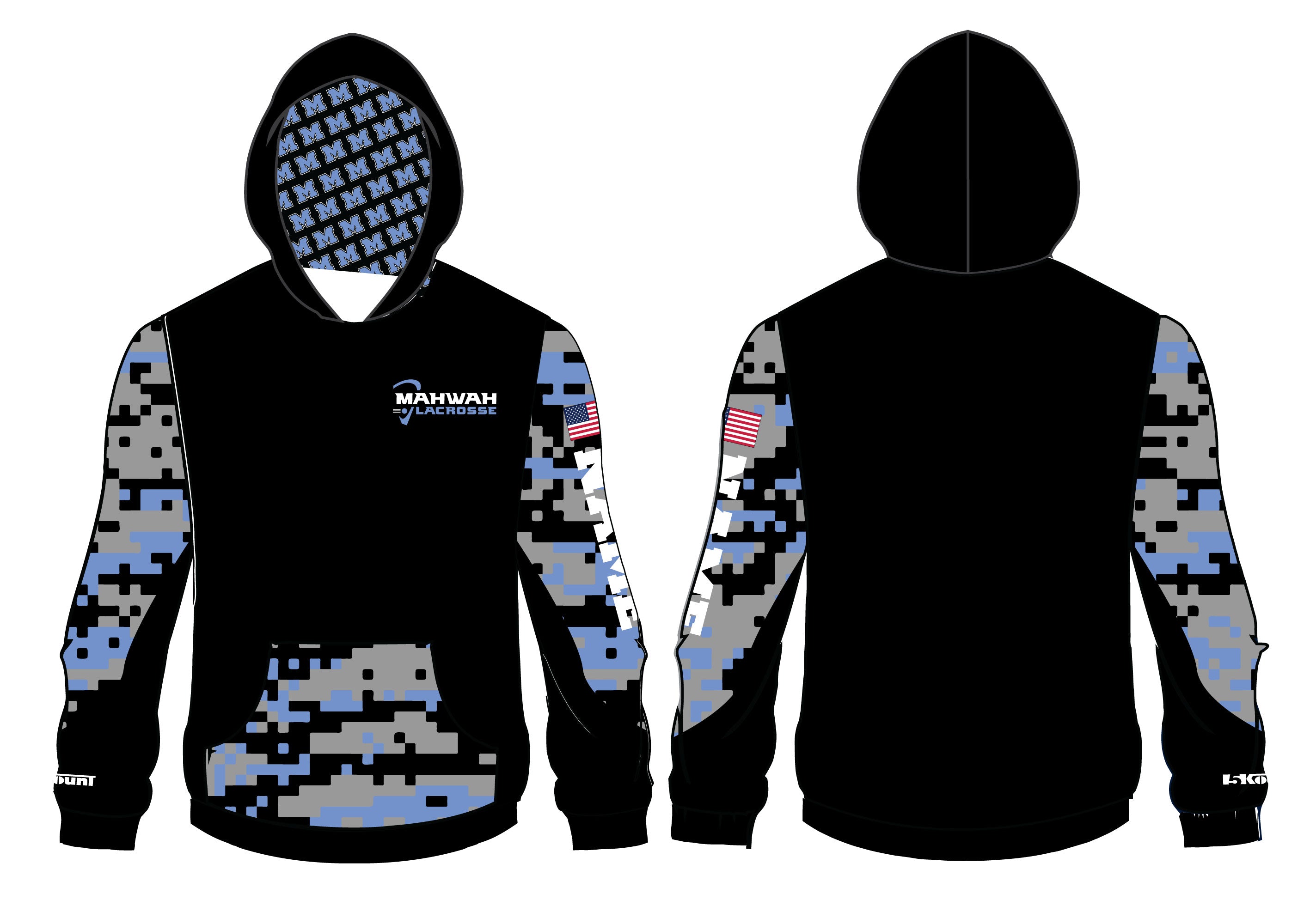 Mahwah Lacrosse Sublimated Hoodie - Black - 5KounT2018