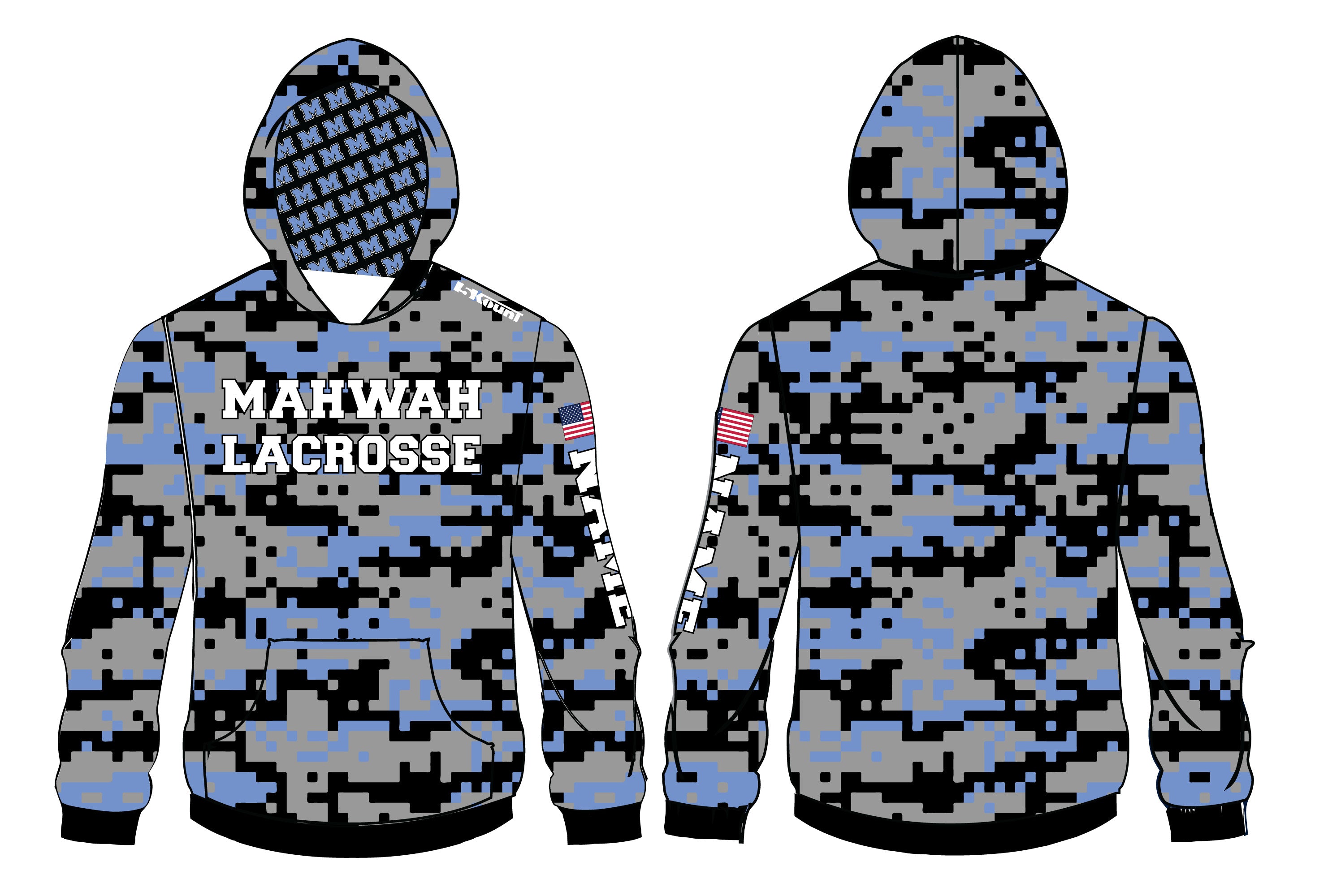 Mahwah Lacrosse Sublimated Hoodie - Digi Cam - 5KounT2018