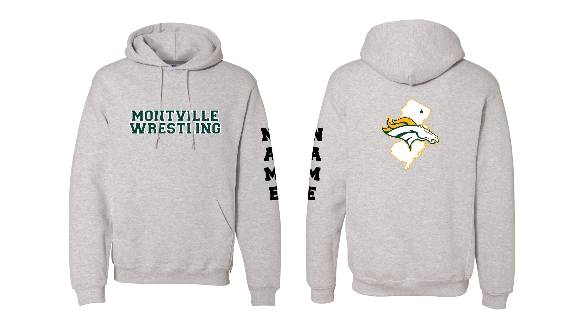 Montville Wrestling Cotton Hoodie Design - Black/Gray