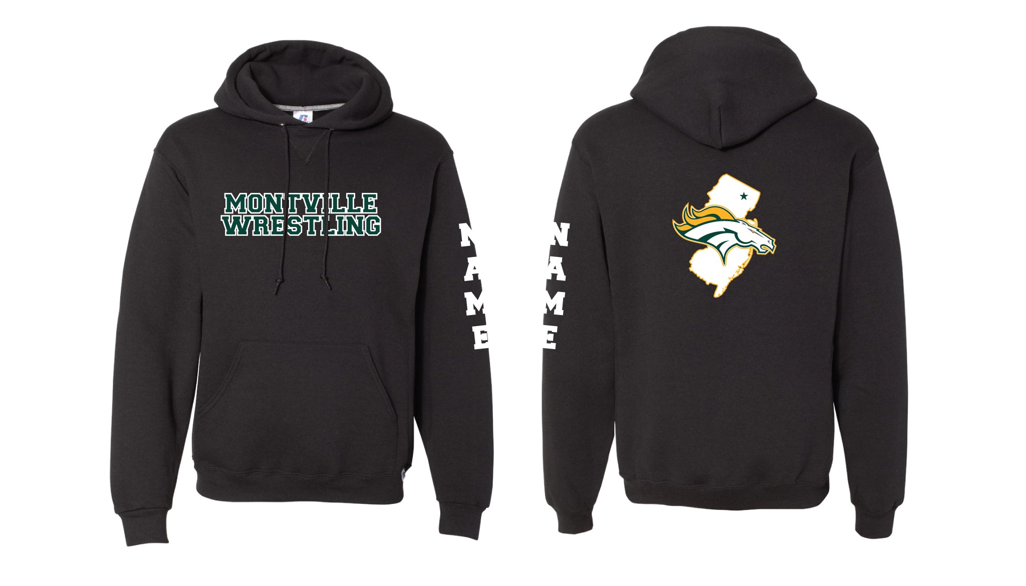 Montville Wrestling Cotton Hoodie Design - Black/Gray