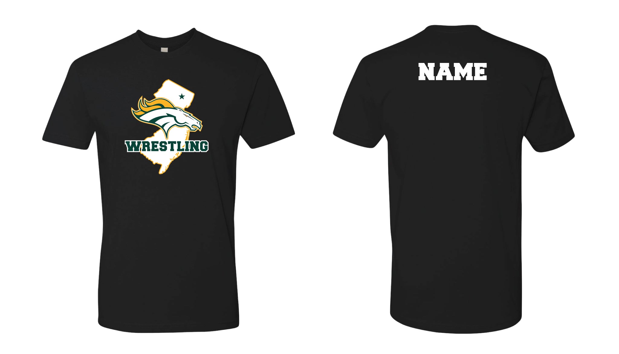 Montville Wrestling Cotton Crew Tee Design 3 - Black/Gray