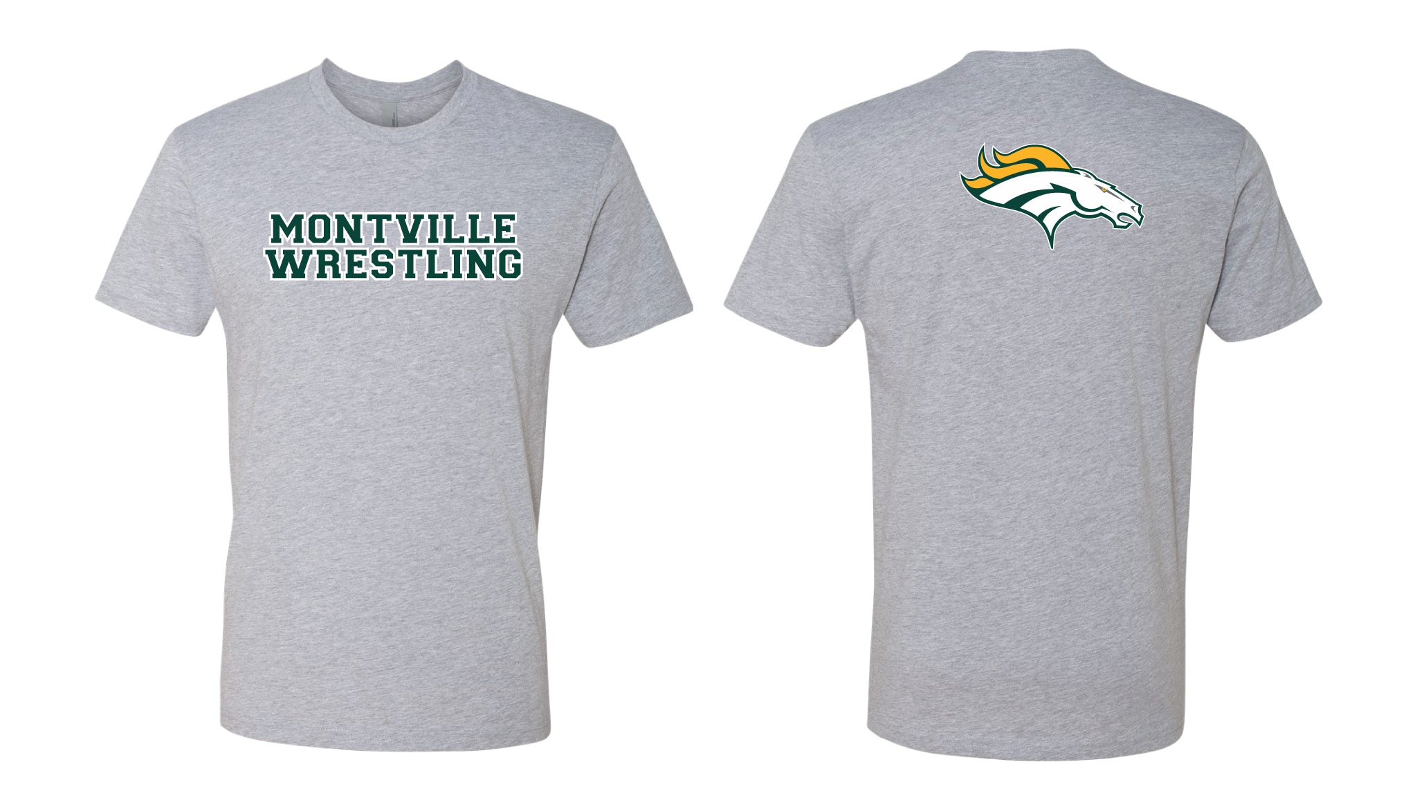 Montville Wrestling Cotton Crew Tee Design 2 - Black/Gray