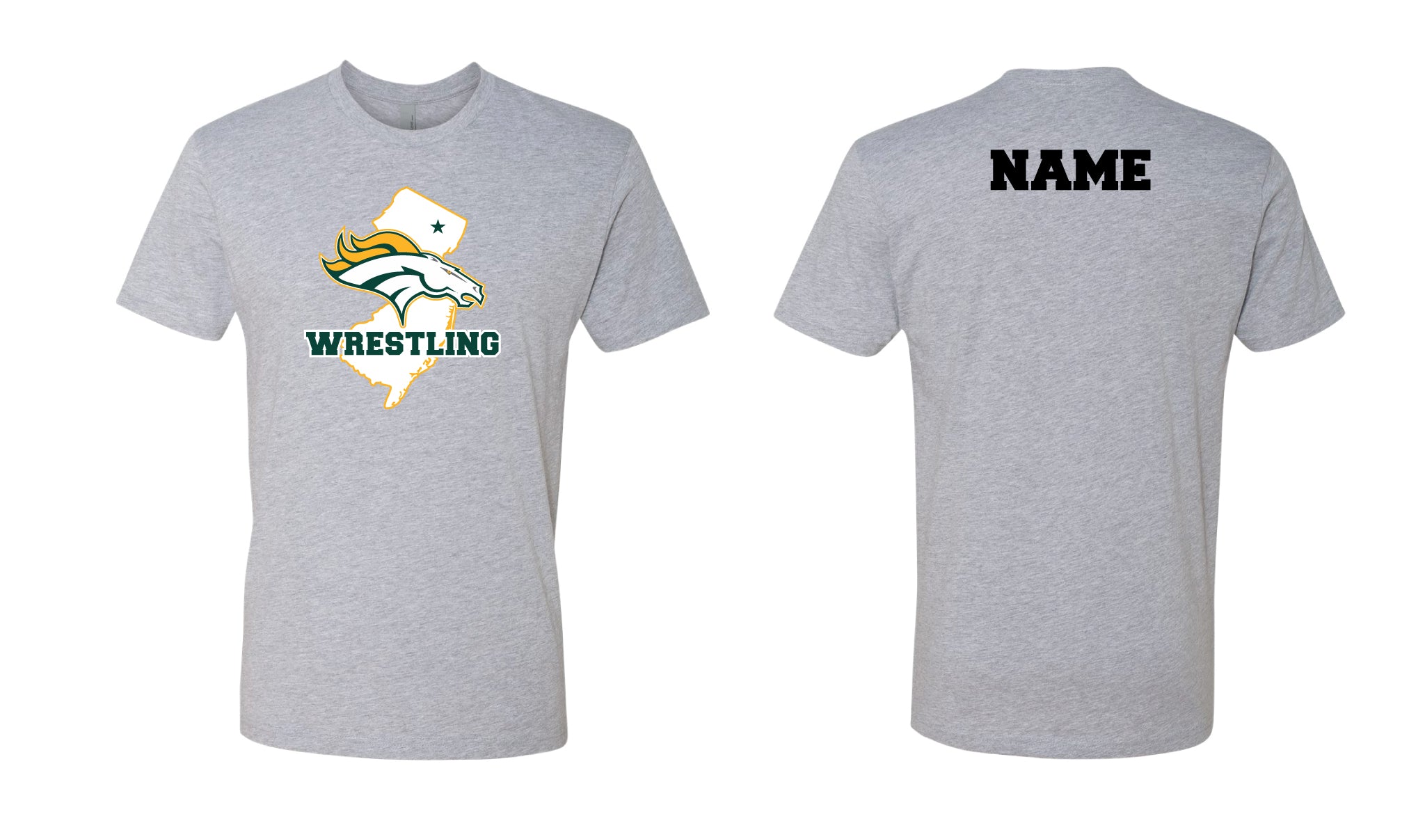 Montville Wrestling Cotton Crew Tee Design 3 - Black/Gray