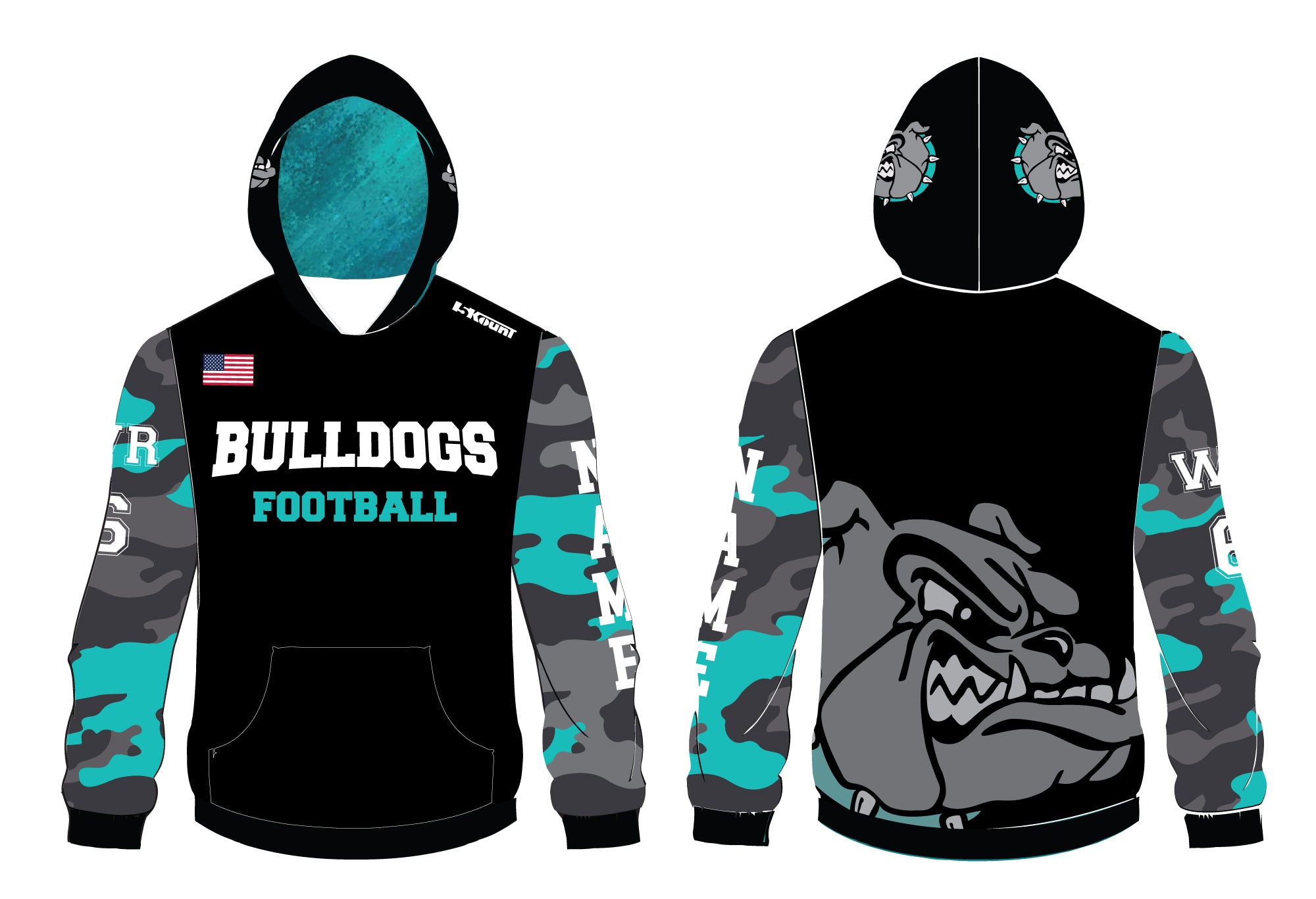 Moyock Bulldogs Football Sublimated Hoodie - 5KounT2018