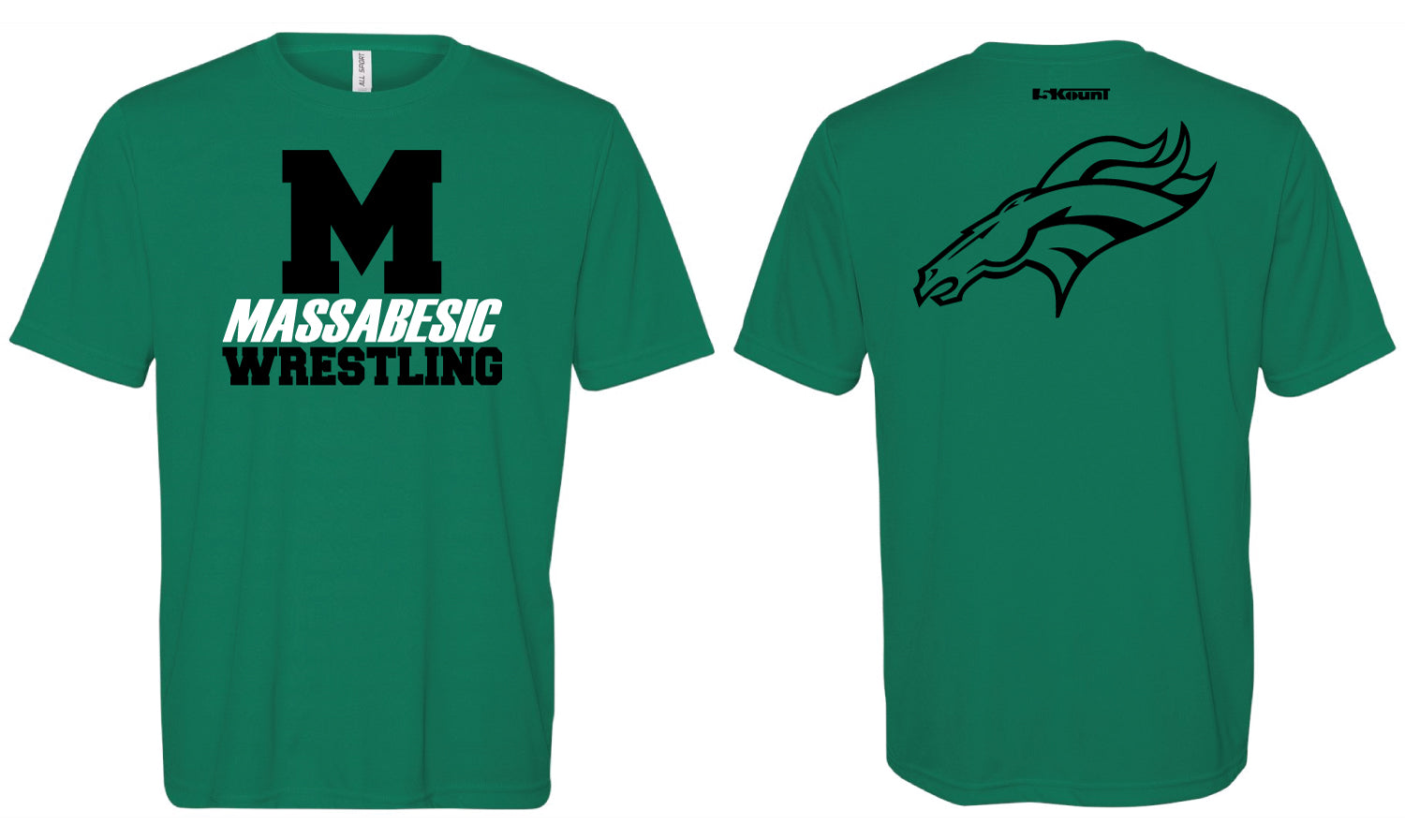 Massabesic Youth Wrestling DryFit Performance Tee - Gray / Green - 5KounT