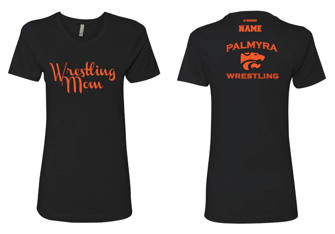 Palmyra Wrestling Cotton Crew Mom Tee- Black - 5KounT2018
