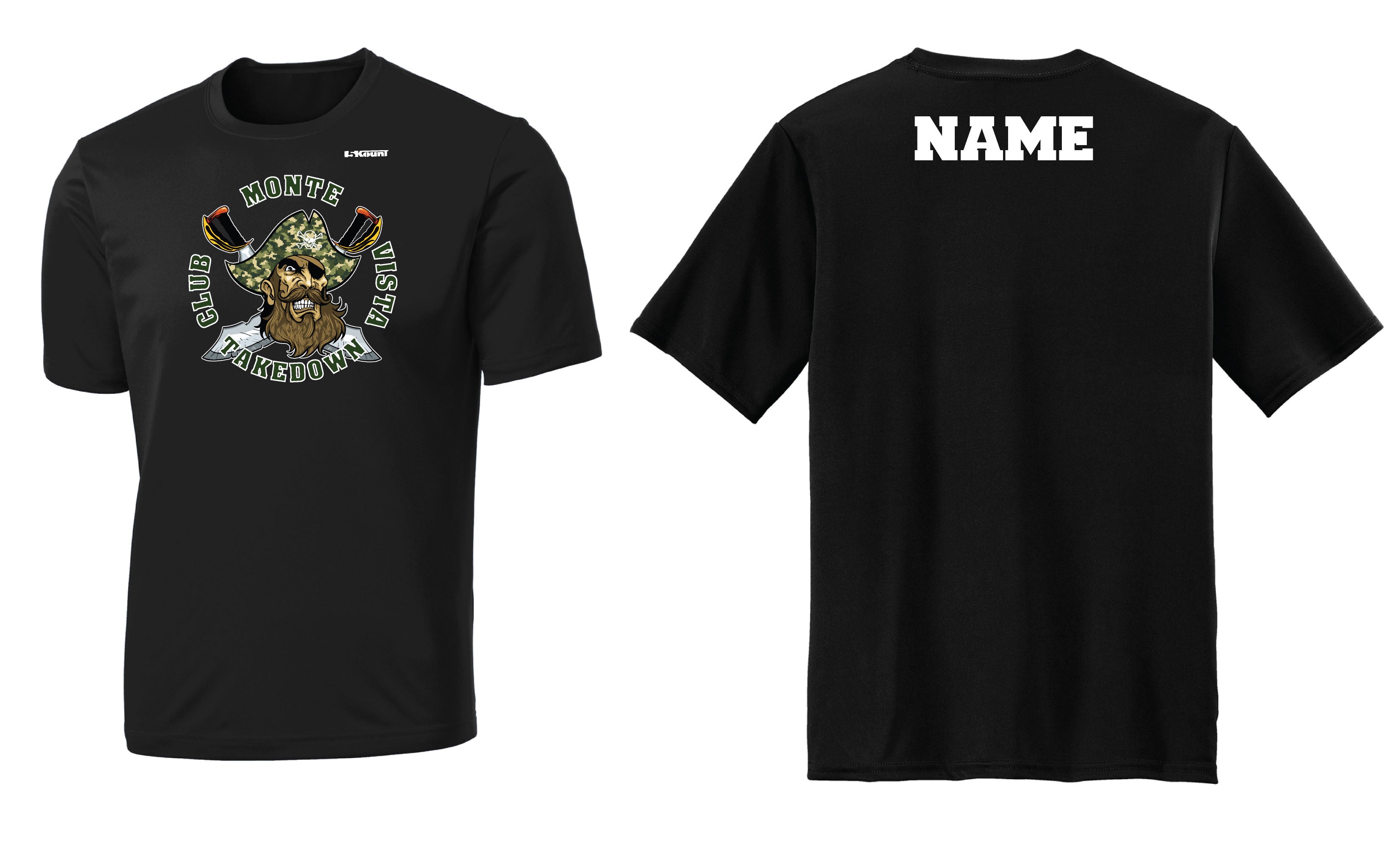 Monte Vista Takedown Club Wrestling Dryfit Performance Tee - Black/Silver - 5KounT2018