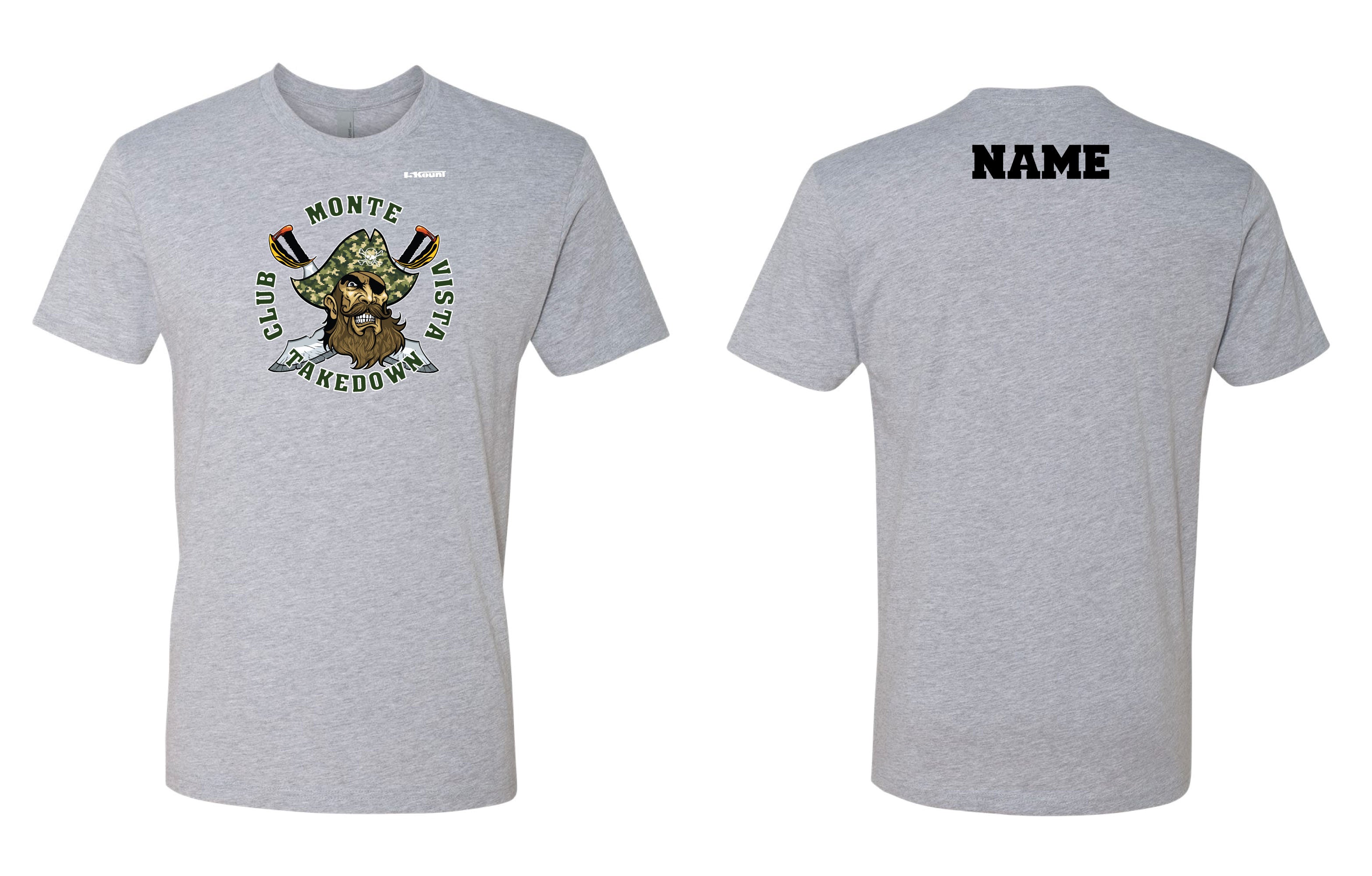 Monte Vista Takedown Club Wrestling Cotton Crew Tee - Black/Heather Gray - 5KounT2018