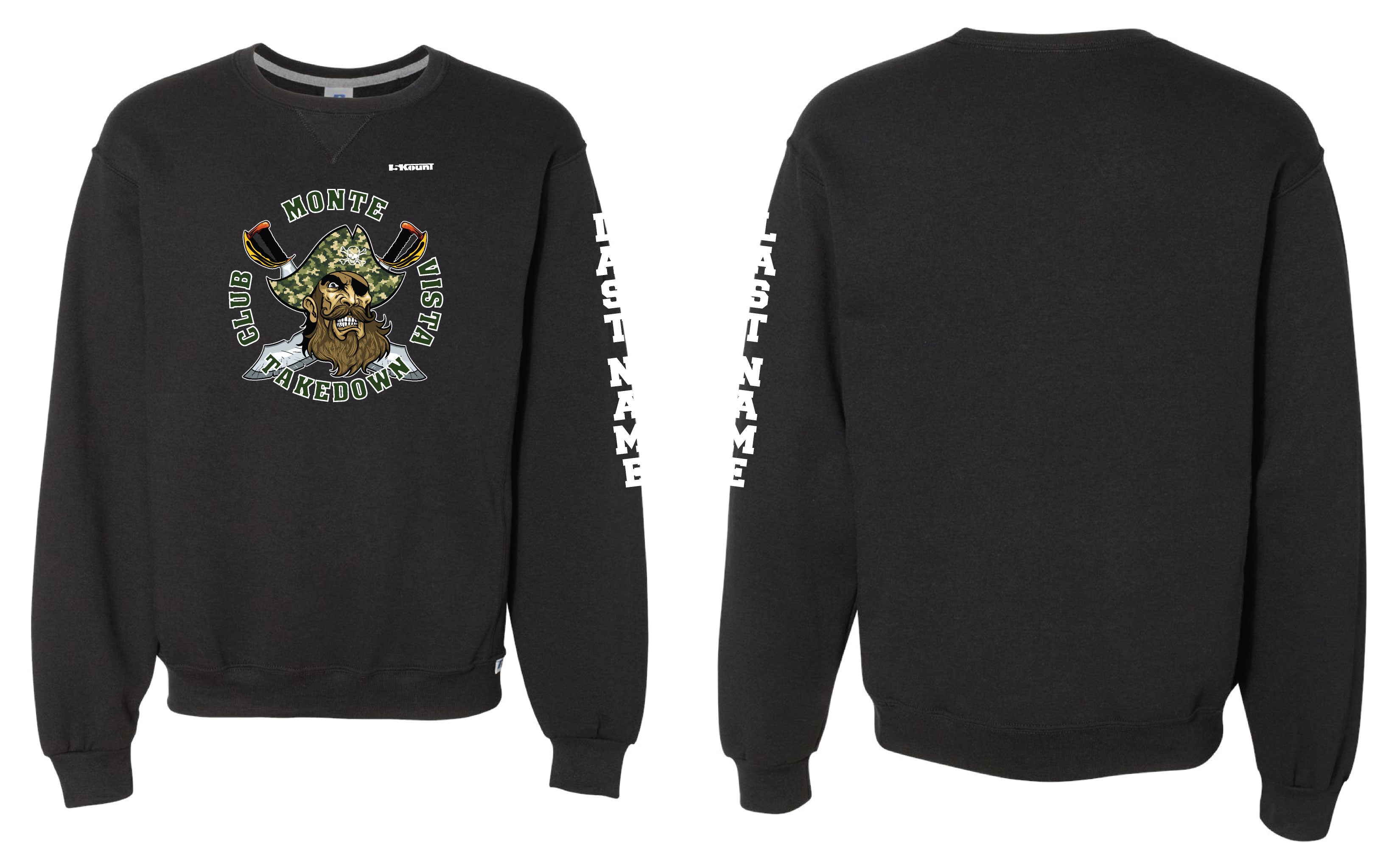 Monte Vista Takedown Club Wrestling Russell Athletic Cotton Crewneck Sweatshirt - Black - 5KounT2018