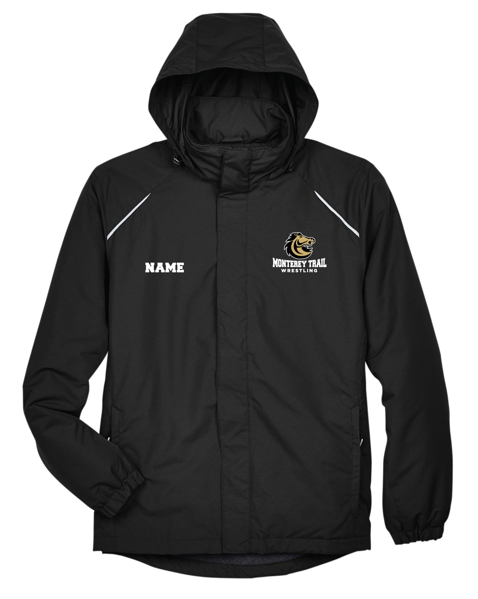 Monterey Trail Wrestling All Season Hooded Men's Jacket - Black - 5KounT2018