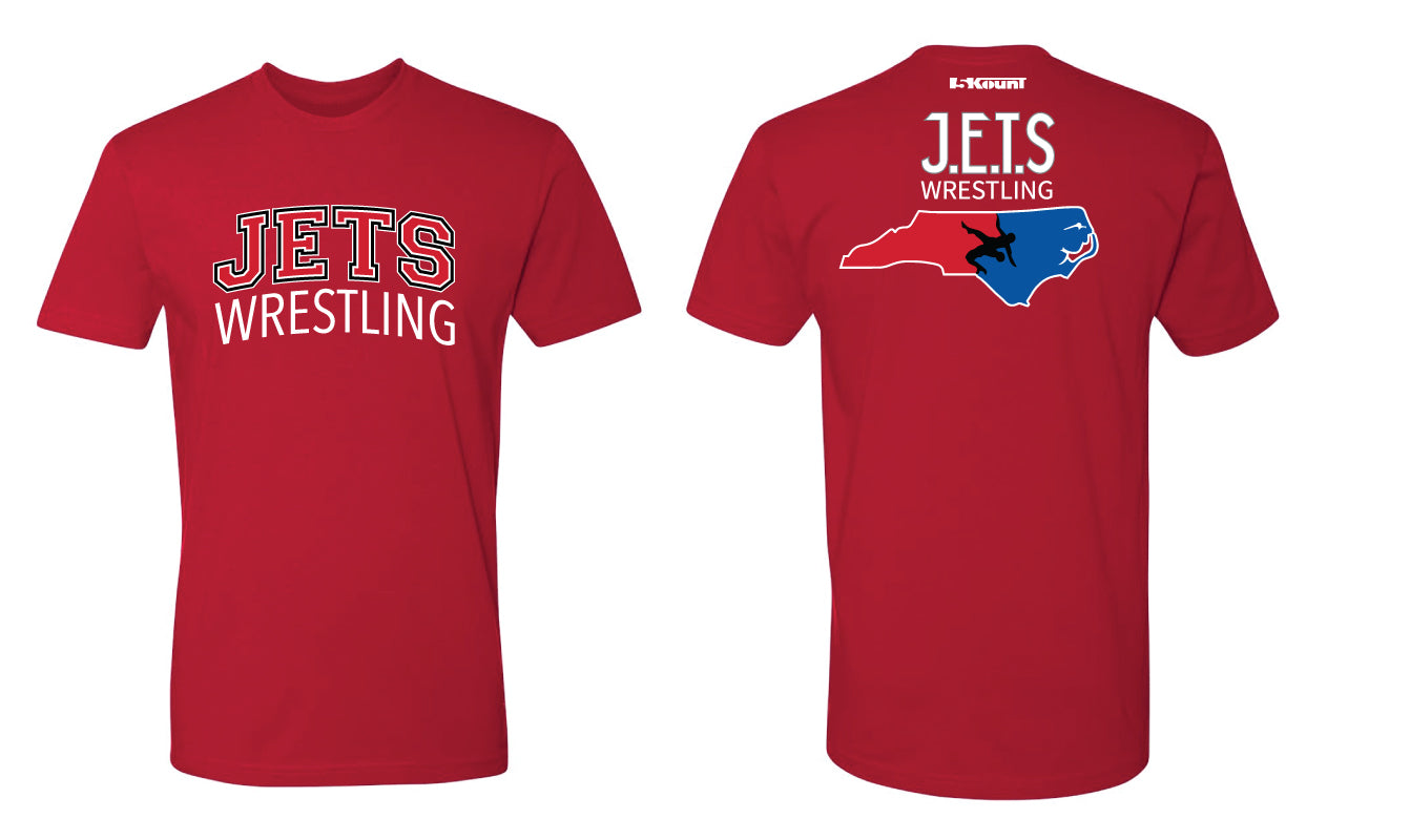 NC Jets Wrestling Cotton Crew Tee - Red - 5KounT