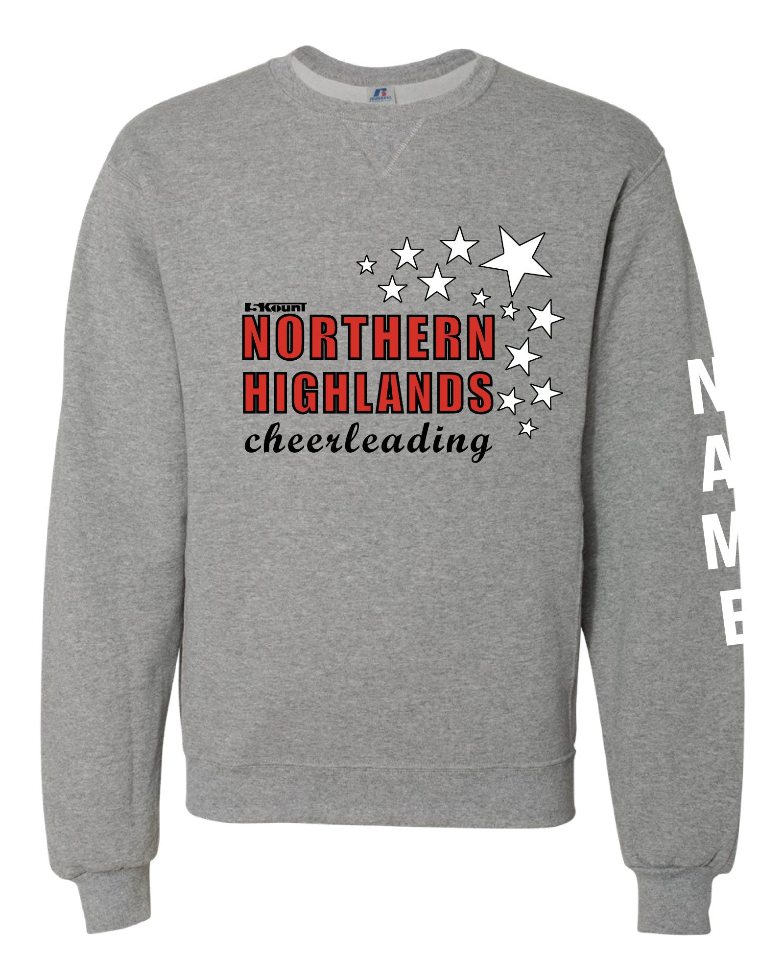 Highlands Cheer Russell Athletic Cotton Crewneck Sweatshirt Design 2 - Gray - 5KounT2018
