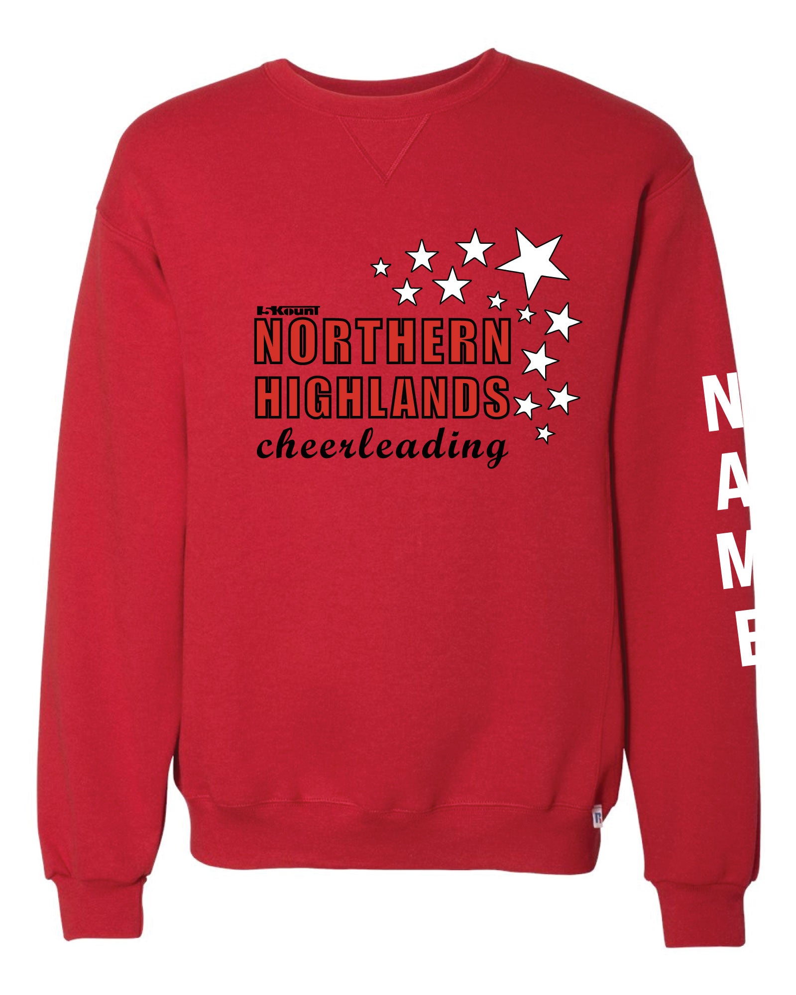 Highlands Cheer Russell Athletic Cotton Crewneck Sweatshirt Design 2 - Red - 5KounT2018