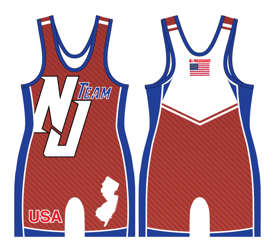 NJ Wrestling Team Men's Singlet Navy Red/Blue - 5KounT2018