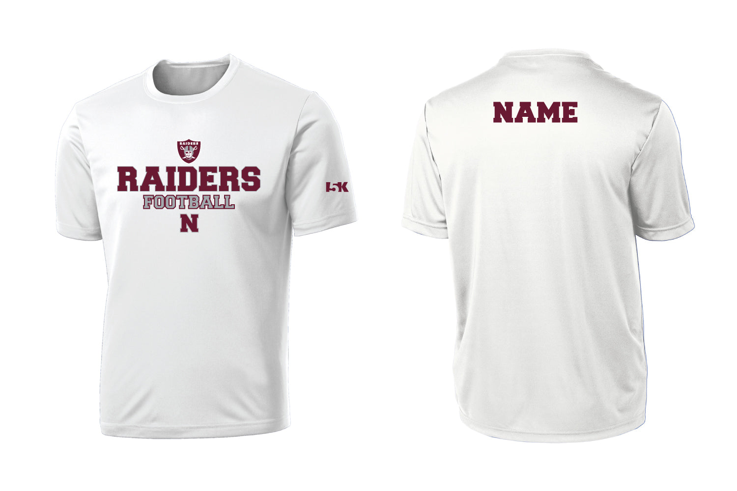 Nutley Raiders Football Dryfit Performance Tee - White