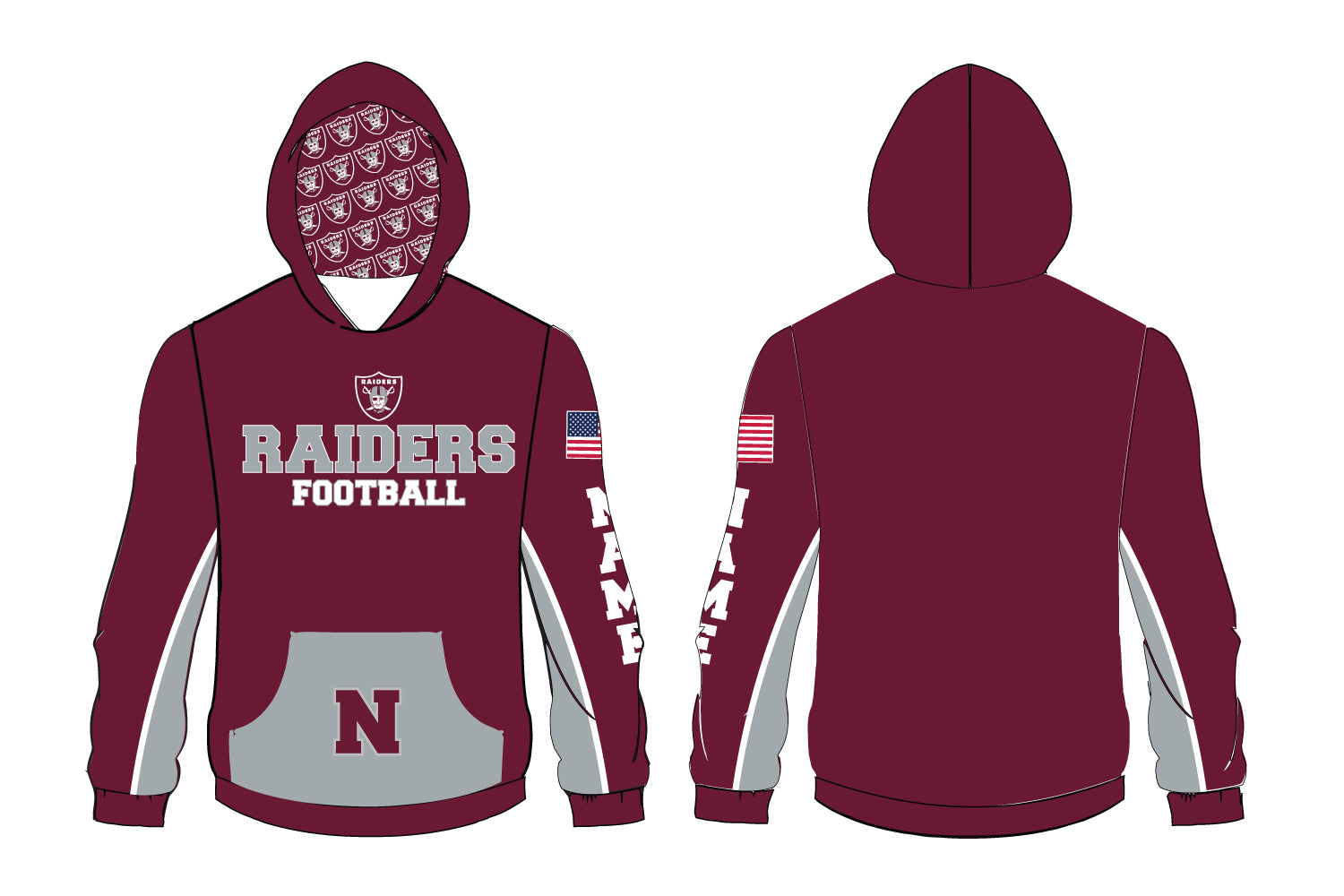 Nutley Raiders Football Sublimated Hoodie