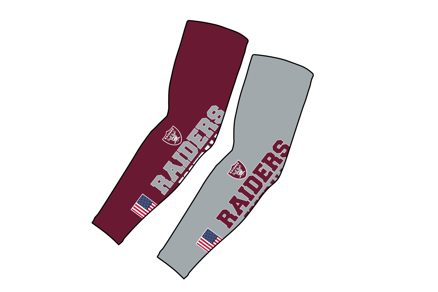 Nutley Raiders Football Sublimated Compression Sleeve - Maroon / Gray